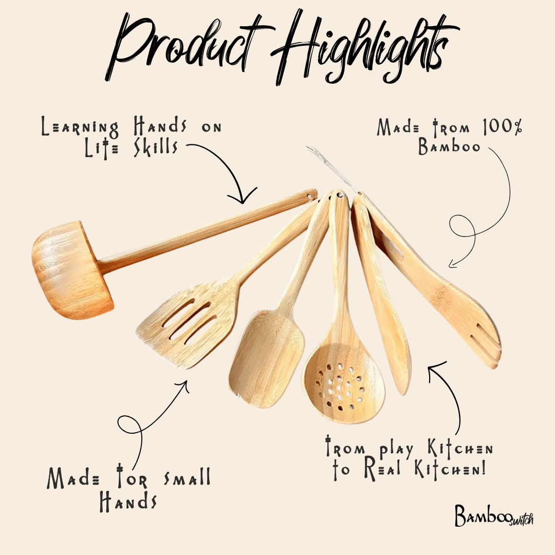 Kids Bamboo Cooking Utensil Set - Bamboo Switch