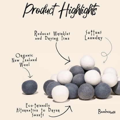 Organic Wool Dryer Balls | Set of 6 - Bamboo Switch