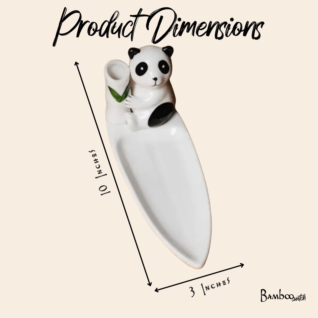 Porcelain Panda Chopstick Holder - Bamboo Switch