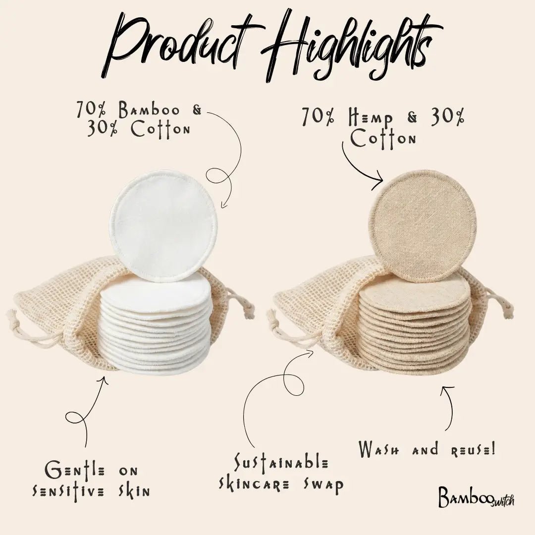 Reusable Bamboo Cotton Facial Rounds | 20 Ct. - Bamboo Switch