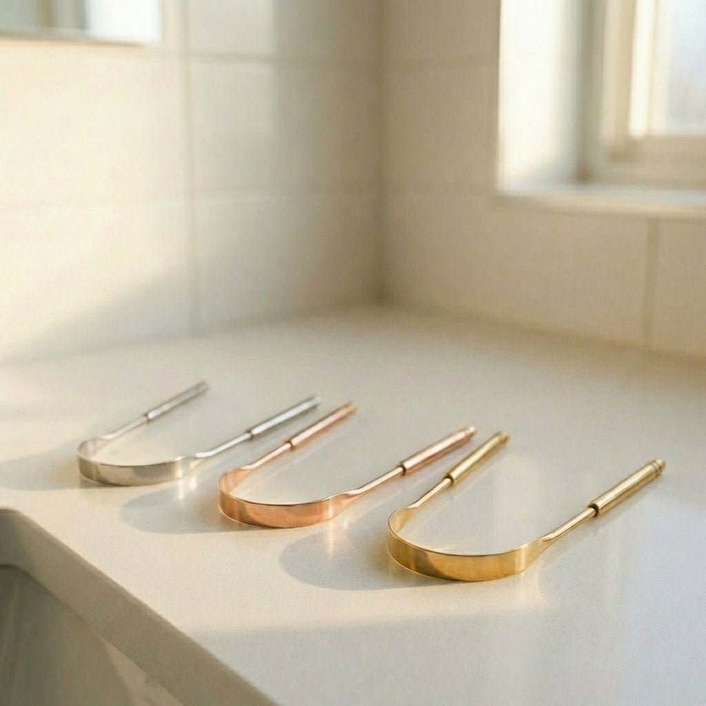 Tongue Scraper | Stainless Steel - Bamboo Switch