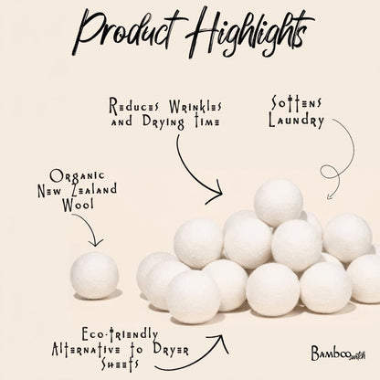 Wool Dryer Balls | Set of 6 - Bamboo Switch