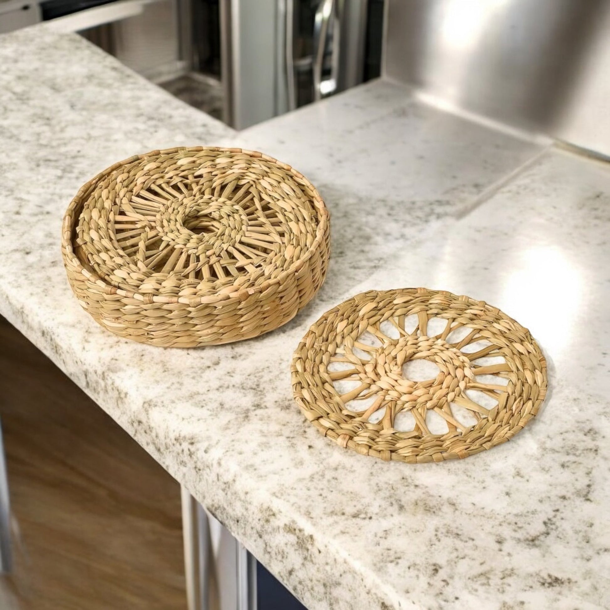 sustainable, zero waste, earth - friendly, plastic - free Woven Coaster Set of 4 - Bamboo Switch