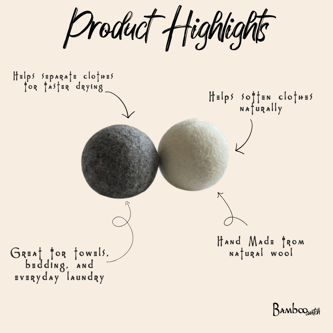 XL Wool Dryer Balls | Set of 4 - Bamboo Switch