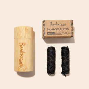 sustainable, zero waste, earth-friendly, plastic-free Bamboo Floss Container + Bamboo Charcoal Floss - Bamboo Switch