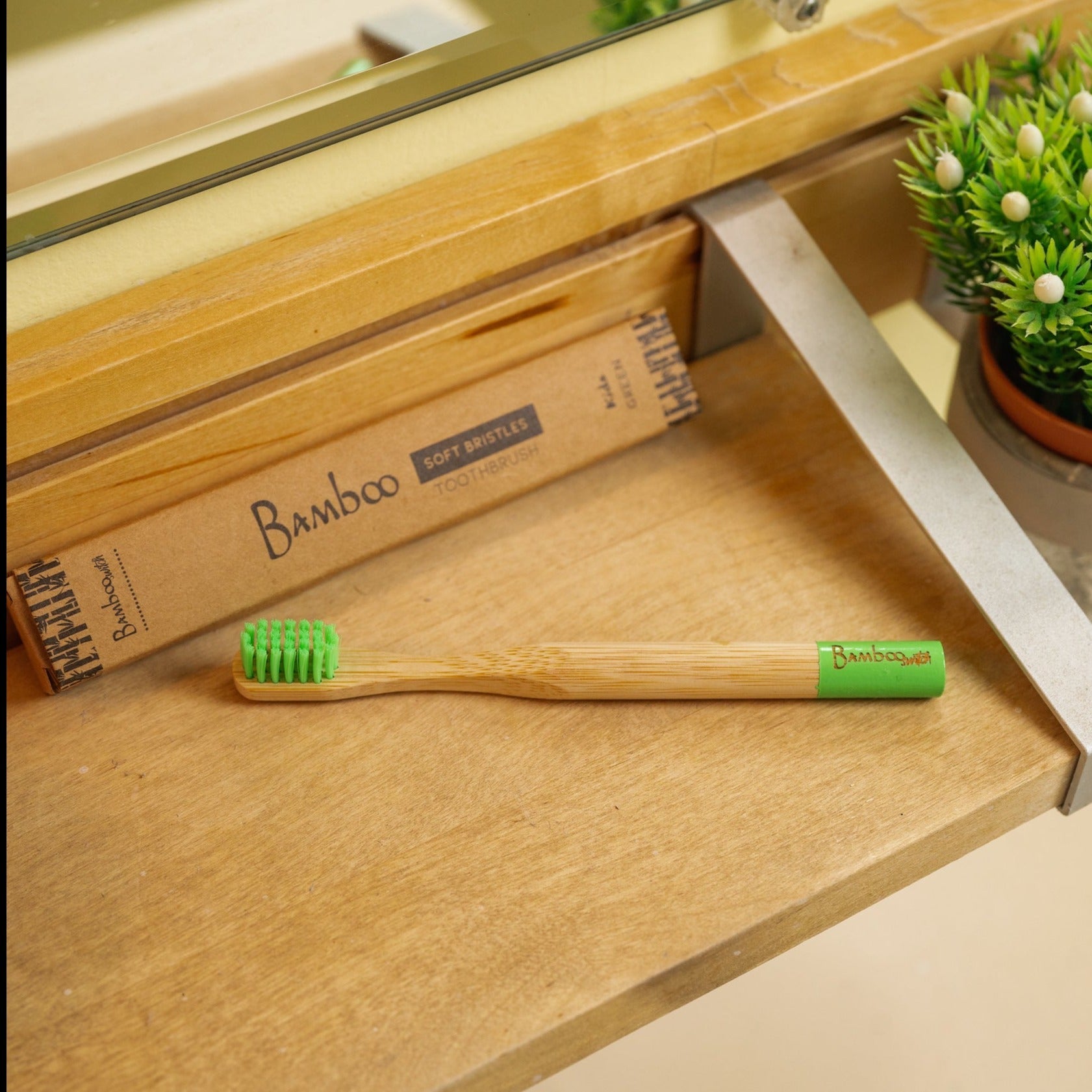 sustainable, zero waste, earth-friendly, plastic-free Bamboo Kids Toothbrush | Round Handle - Bamboo Switch