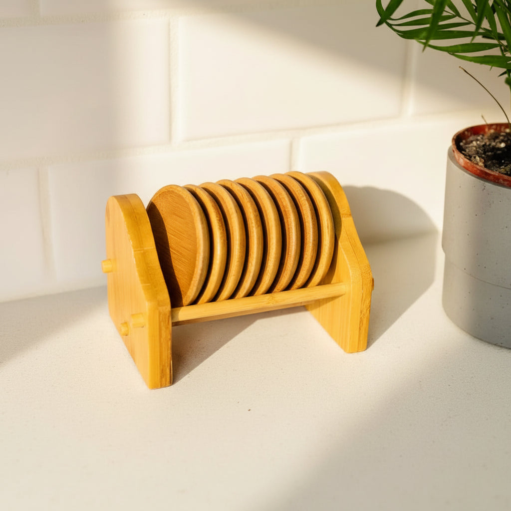 Bamboo Tea Coaster & Holder | 8pc - Bamboo Switch