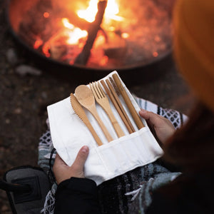 sustainable, zero waste, earth-friendly, plastic-free Bamboo Travel Cutlery | Beige - Bamboo Switch