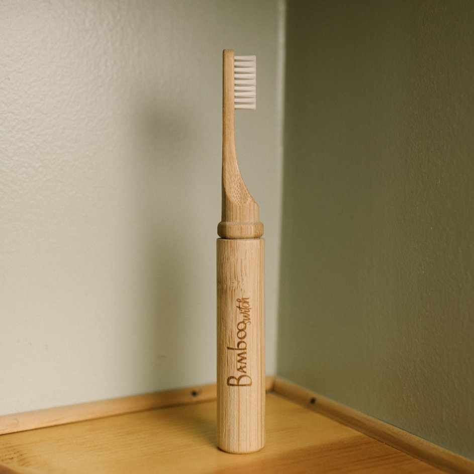 sustainable, zero waste, earth-friendly, plastic-free Bamboo Travel Toothbrush - Bamboo Switch