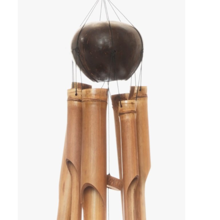 sustainable, zero waste, earth-friendly, plastic-free Bamboo Windchime - Large Whole Coconut - Bamboo Switch