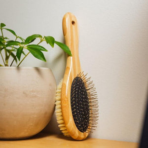 sustainable, zero waste, earth-friendly, plastic-free Plastic Free Dog Brush for All Coats - Bamboo Switch