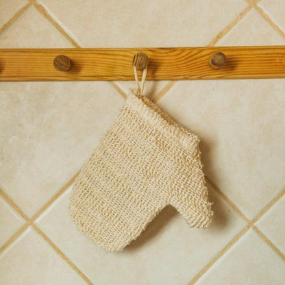 Sisal Exfoliating Glove Hang on a wall in bath | Bamboo Switch