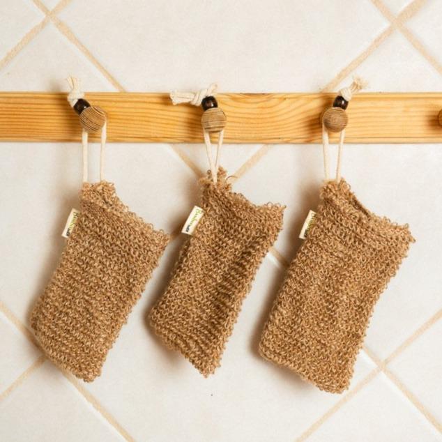 sustainable, zero waste, earth-friendly, plastic-free Sisal Linen Soap Saver Bag - Bamboo Switch