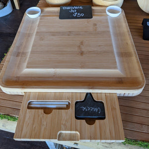 sustainable, zero waste, earth-friendly, plastic-free Square Charcuterie Board with Utensil Drawer - Bamboo Switch